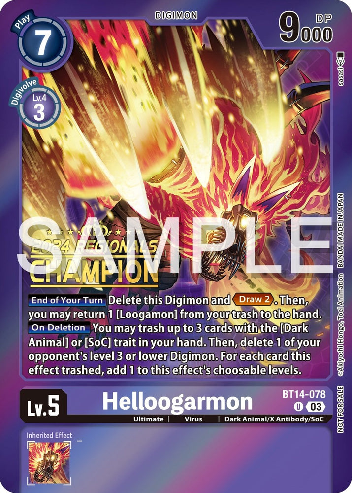 Helloogarmon [BT14-078] (2024 Regionals Champion) [Blast Ace Promos]