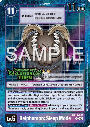 Belphemon: Sleep Mode [BT13-088] (2024 Evolution Cup Top 4) [Versus Royal Knights Booster Promos]