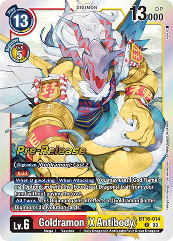 Goldramon (Anticorps X) [BT16-014] [Promos de pré-version de Beginning Observer] 