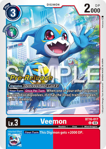 Veemon [BT16-017] [Promos de pré-version de Beginning Observer] 