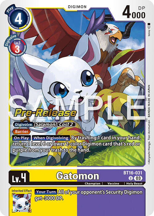 Gatomon [BT16-031] [Promos de pré-version de Beginning Observer] 