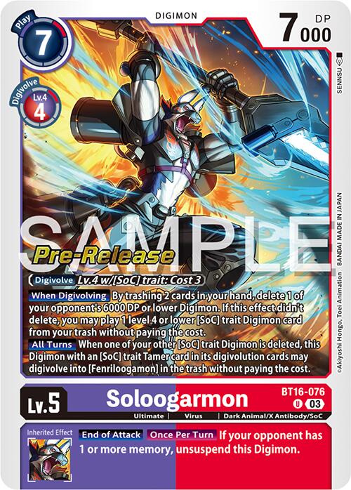 Soloogamon [BT16-076] [Promos de pré-version de Beginning Observer] 