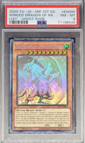 Yugioh - PSA 8 - The Winged Dragon of Ra - Ghost Rare 1st Ed - LED7