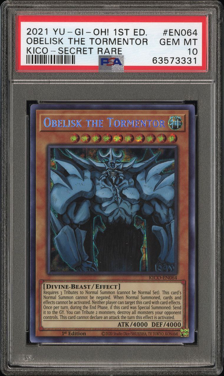 Yugioh - PSA 10 - Obelisk the Tormentor - Secret Pharaoh Rare - KICO